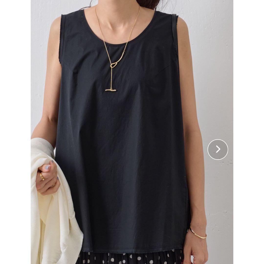 極美品　24SS　BEARDSLEY　シャツタンク　洗える　ブラック　フリー