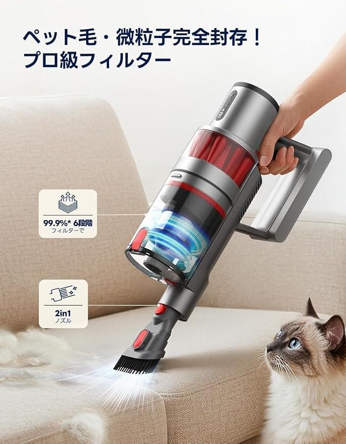 新品コードレス 掃除機 55000pa超強力吸引 60分連続でパワーはダイソン級