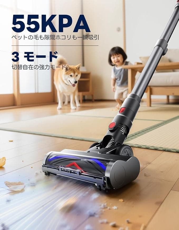 新品コードレス 掃除機 55000pa超強力吸引 60分連続でパワーはダイソン級