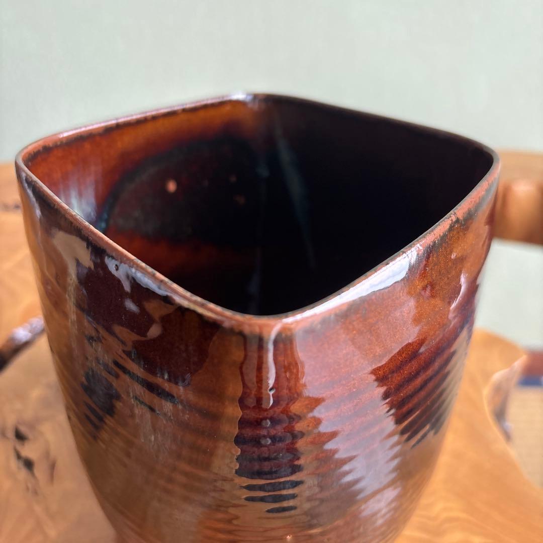 高取焼 鬼丸雪山造 菱形水指 茶道具 共箱【18万円購入】