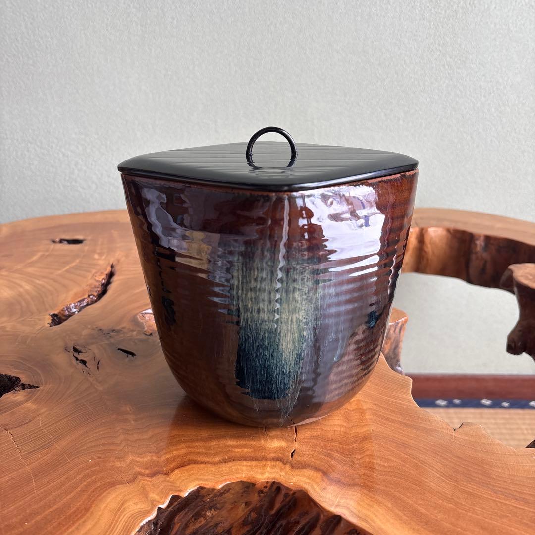 高取焼 鬼丸雪山造 菱形水指 茶道具 共箱【18万円購入】