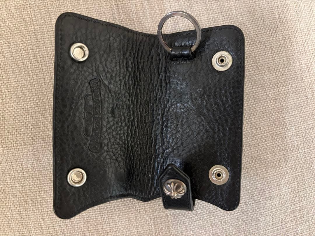 値下げクロムハーツchromeheartsレザーキーケース黒色スナップボタン付き