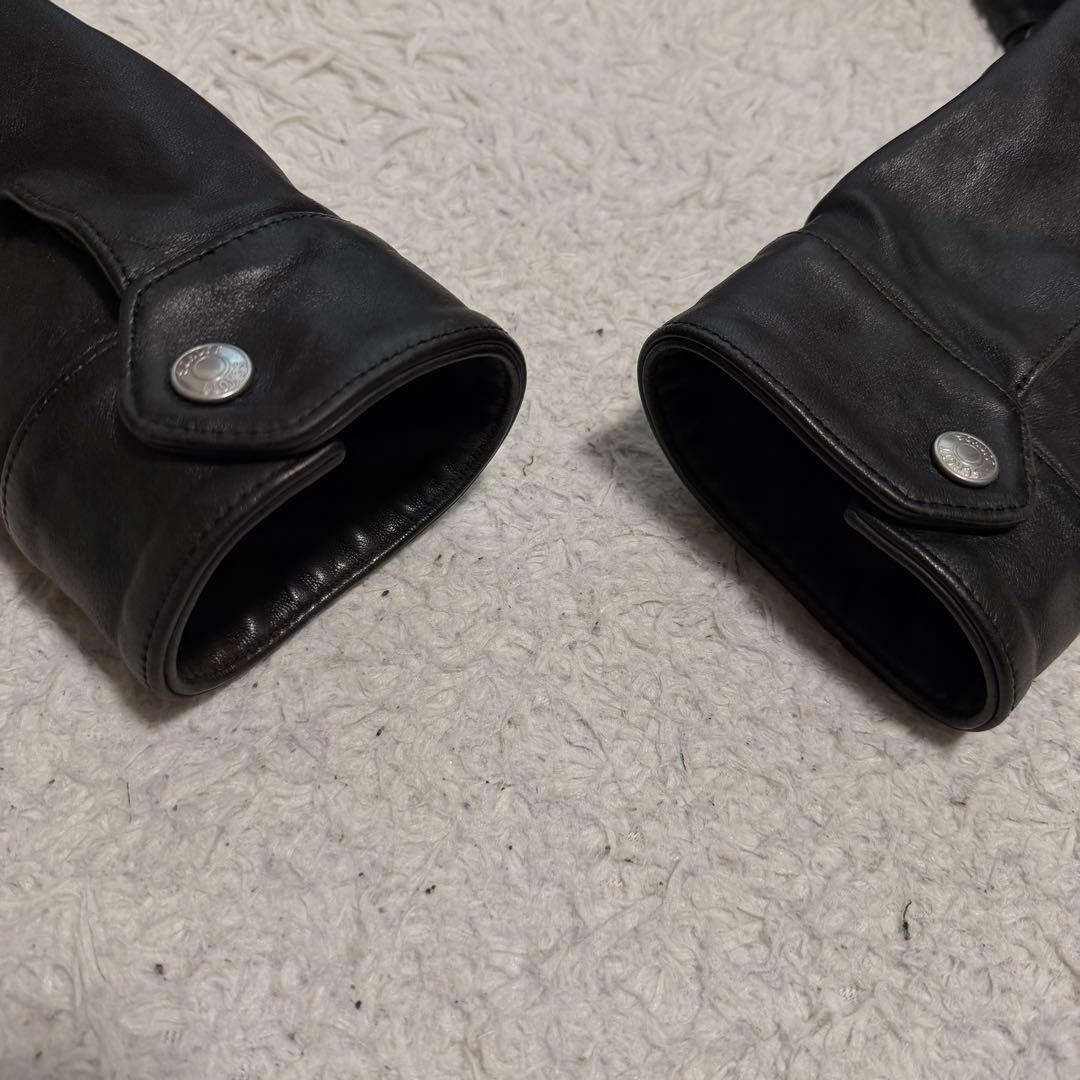 美品XLサイズ　ショット　ラムレザー シングルライダースジャケット　襟付き　黒