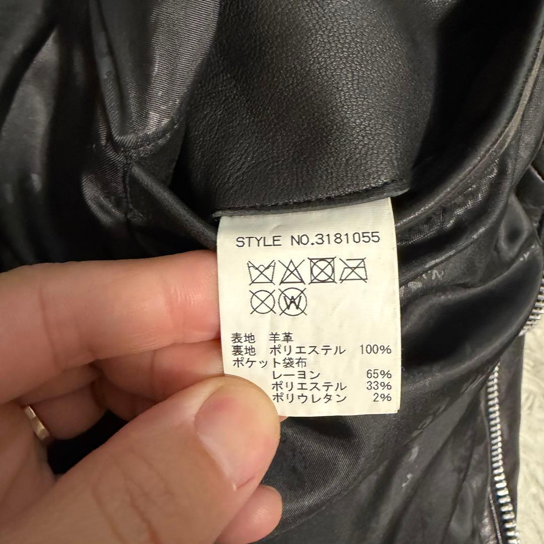 美品XLサイズ　ショット　ラムレザー シングルライダースジャケット　襟付き　黒