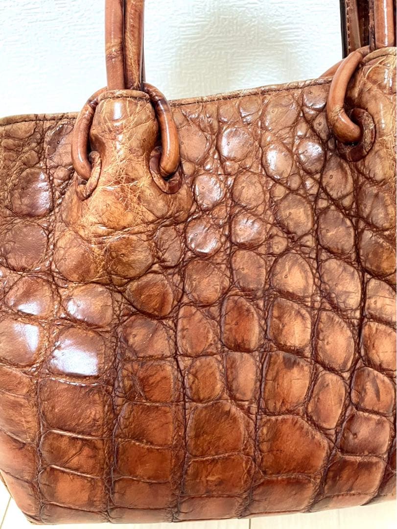 【希少】クロコダイル 高級 ハンドバッグ JRA認定 織りネーム付き 2WAY