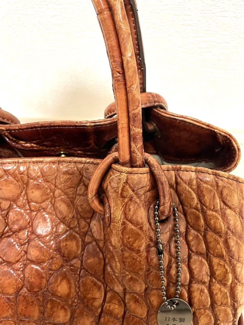 【希少】クロコダイル 高級 ハンドバッグ JRA認定 織りネーム付き 2WAY