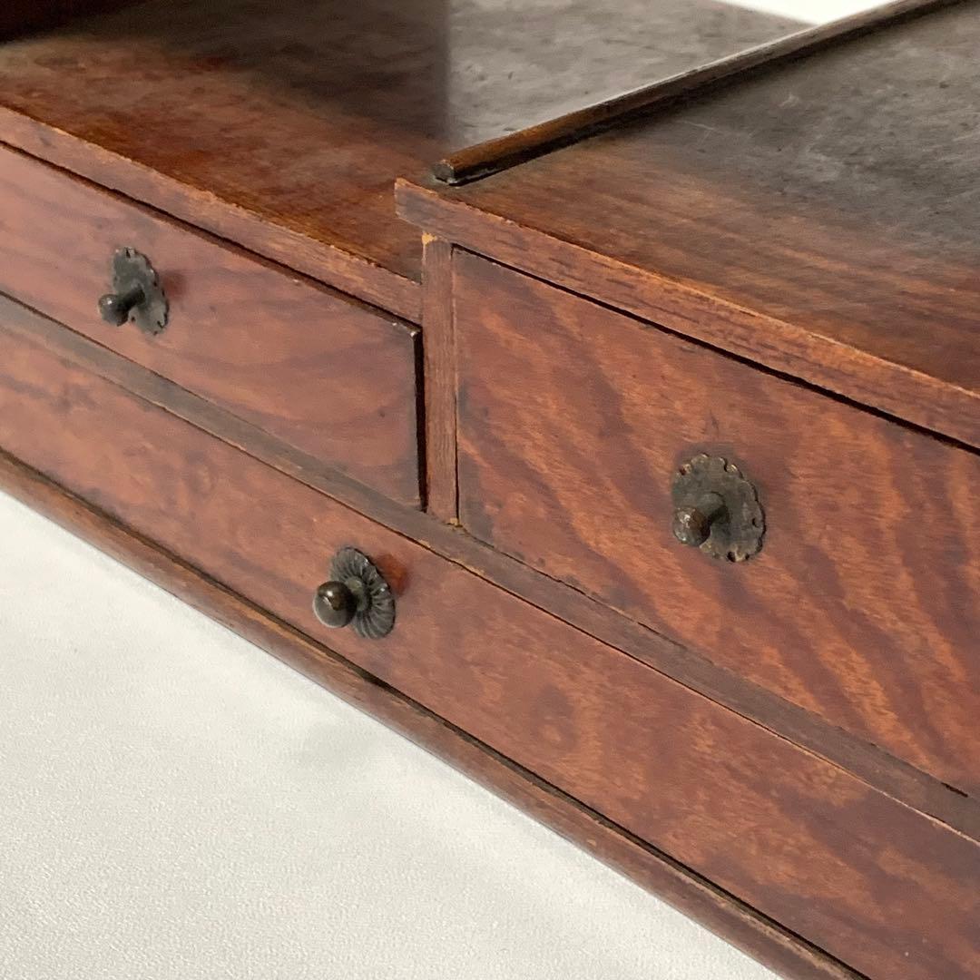 京都 時代物 欅製 銅手付小引出付 四方形 煙草盆 欅四方形莨盆 時代喫煙具