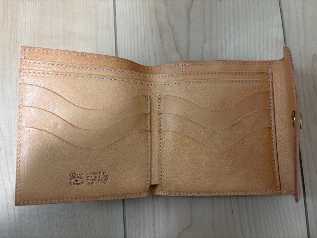 【美品】IL BISONTE 二つ折り財布 ナチュラルレザー