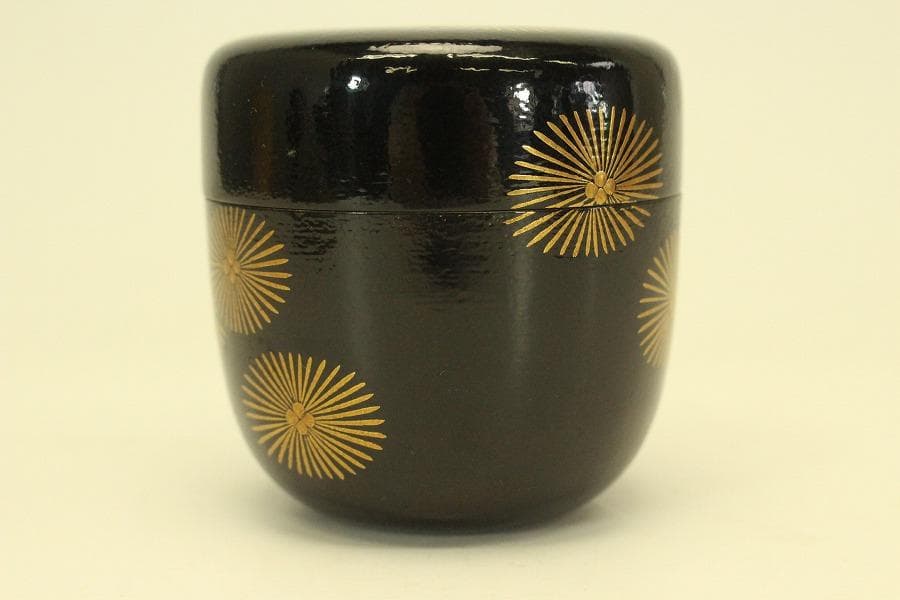 茶道具 而妙斎好 唐松蒔絵 一閑 大棗 一峰作 共箱 美品(A947)