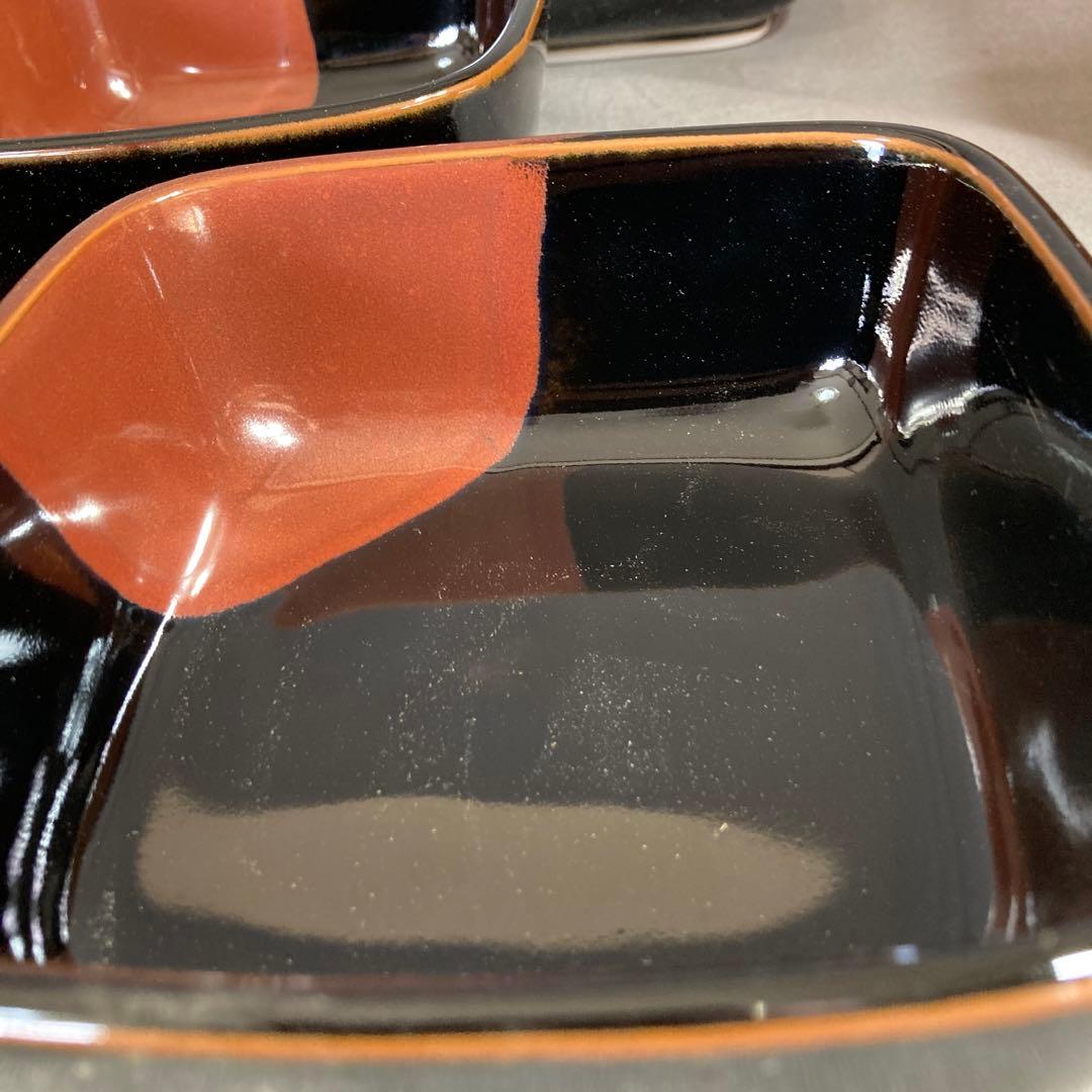 【青木龍山】文化勲章受章　日本芸術院会員　青木龍山作　天目掛分文　角鉢五客揃