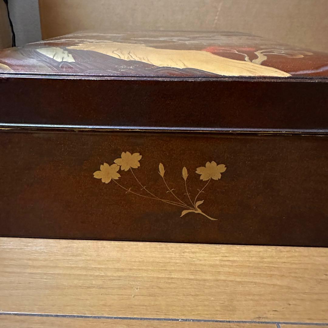 金蒔絵吉野山図硯箱 明治時代-19世紀頃 硯 水滴 双鹿 内梨子地漆器文房具