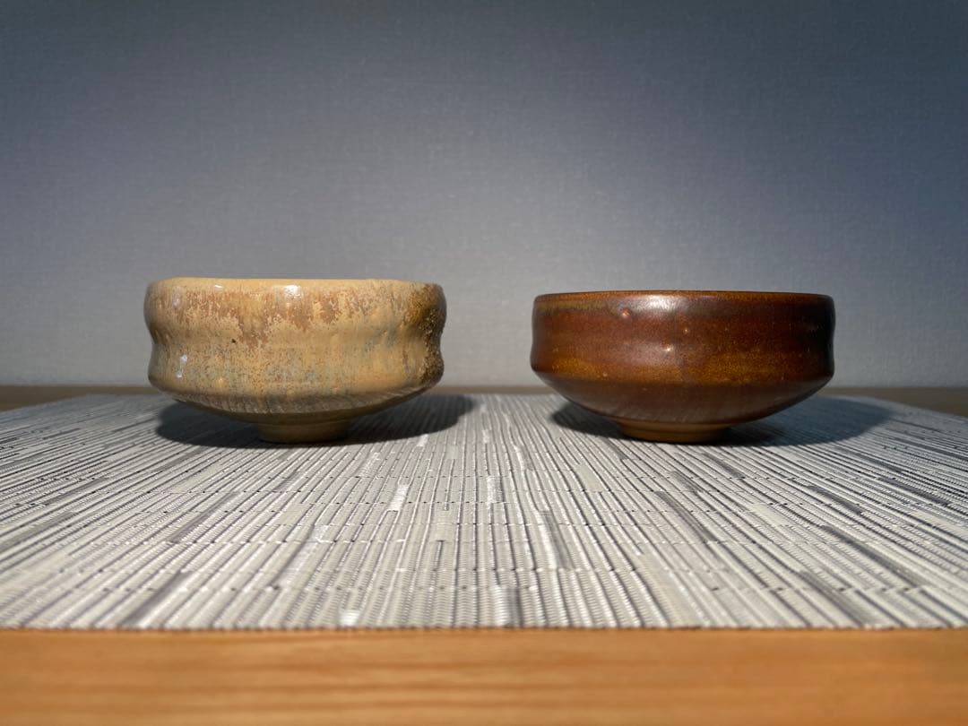 0292 [美品]島根 温泉津 松渓山窯 抹茶椀 2点セット