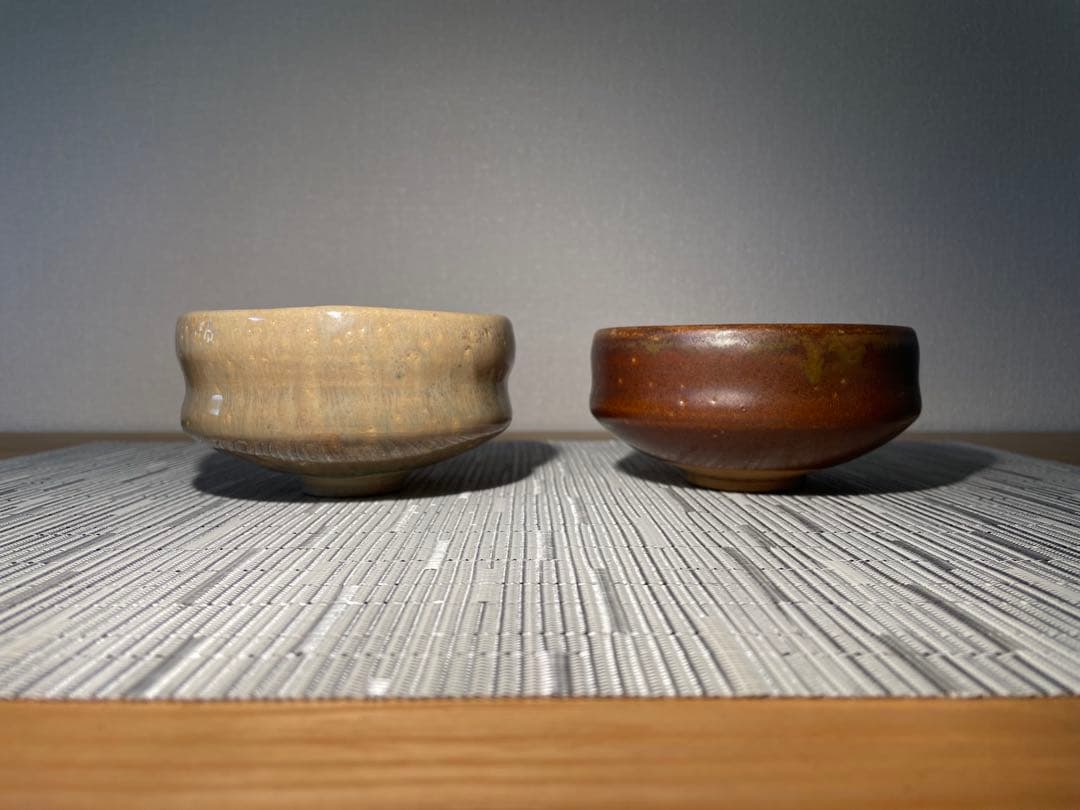 0292 [美品]島根 温泉津 松渓山窯 抹茶椀 2点セット