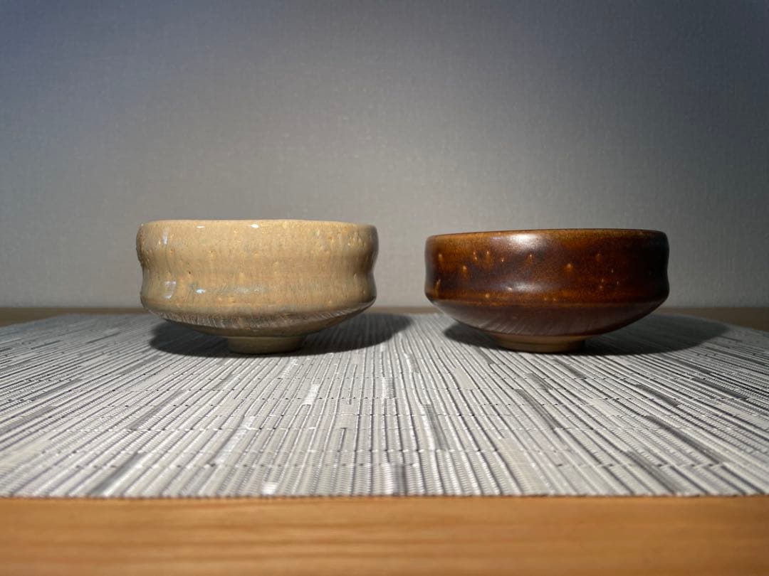 0292 [美品]島根 温泉津 松渓山窯 抹茶椀 2点セット