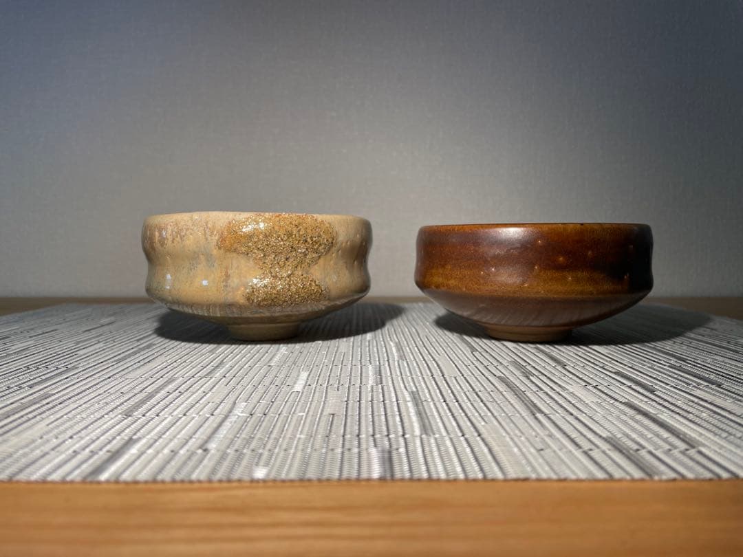 0292 [美品]島根 温泉津 松渓山窯 抹茶椀 2点セット