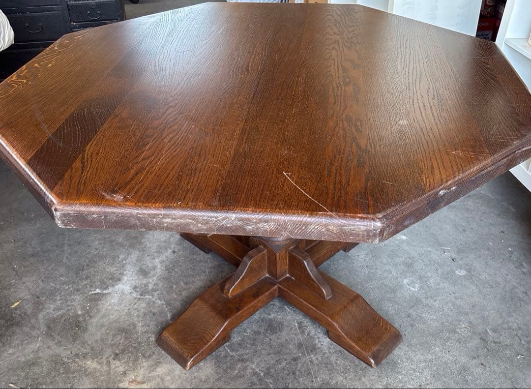 【ダイニングテーブル】オランダ製　16角形丸テーブル　アンティーク