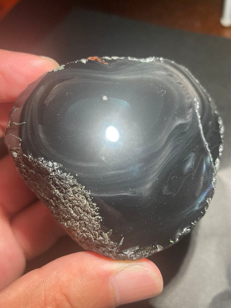 研磨済　十勝石玲瓏　マホガニーオブシディアン　オーロラ系模様