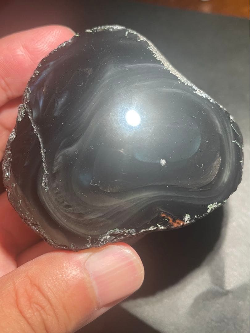 研磨済　十勝石玲瓏　マホガニーオブシディアン　オーロラ系模様