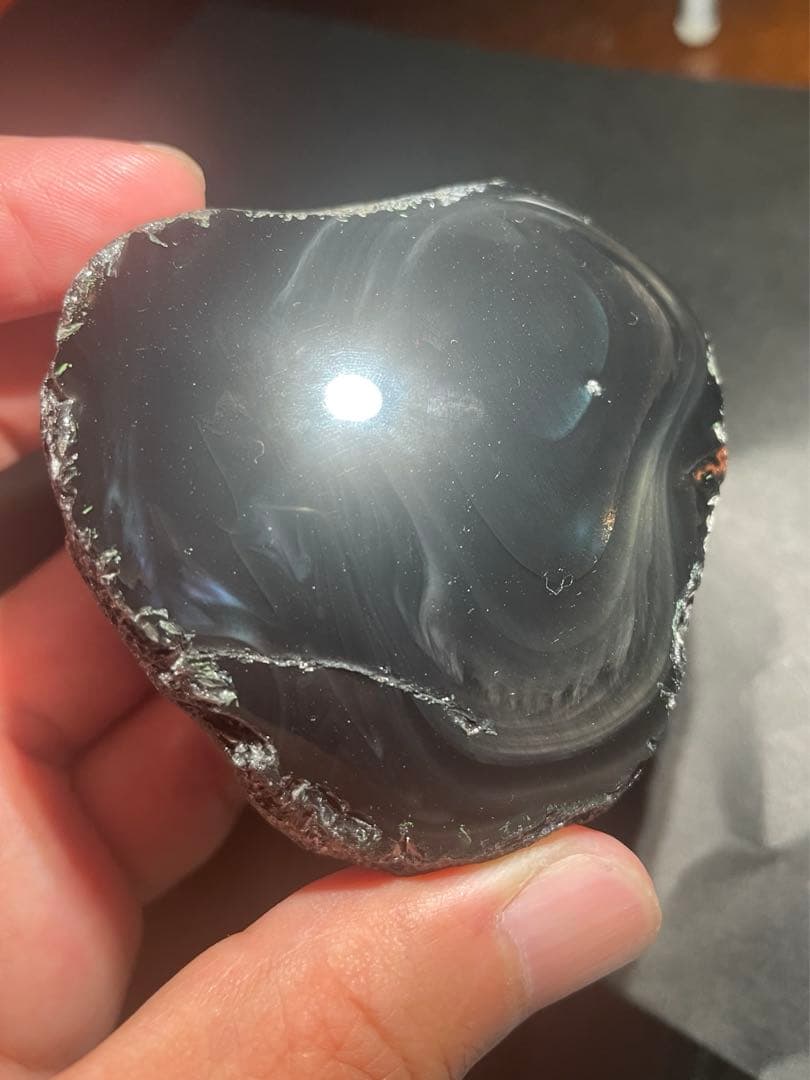 研磨済　十勝石玲瓏　マホガニーオブシディアン　オーロラ系模様