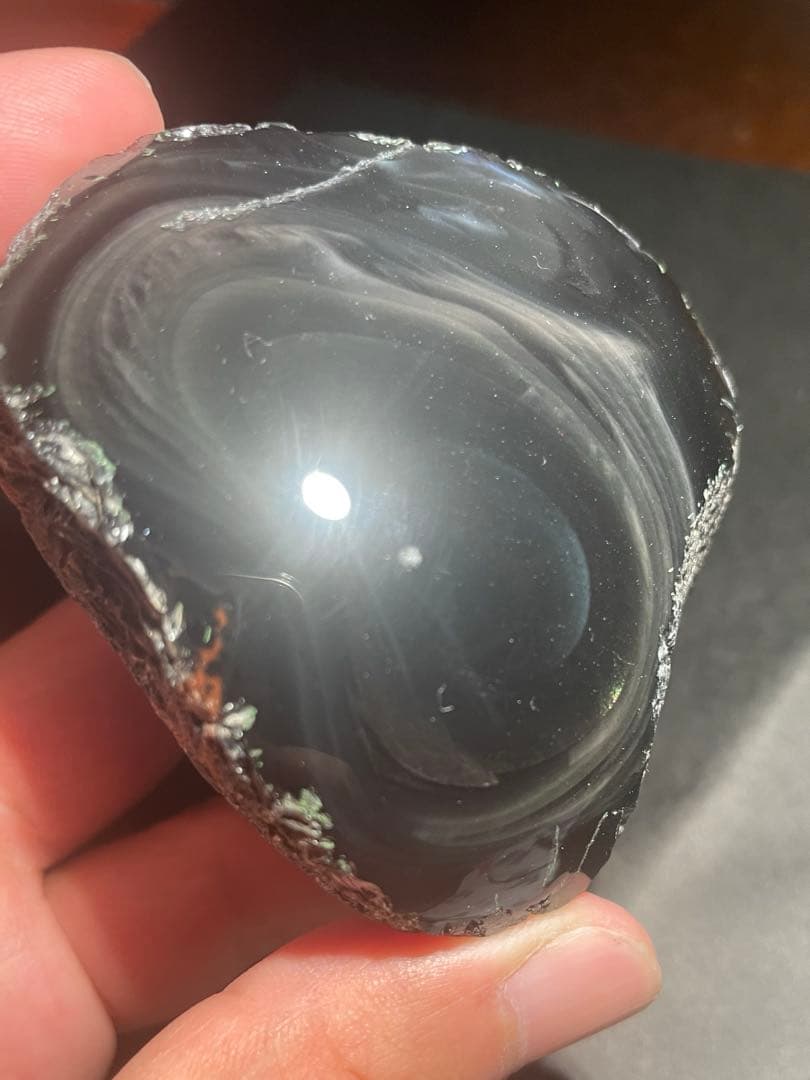 研磨済　十勝石玲瓏　マホガニーオブシディアン　オーロラ系模様