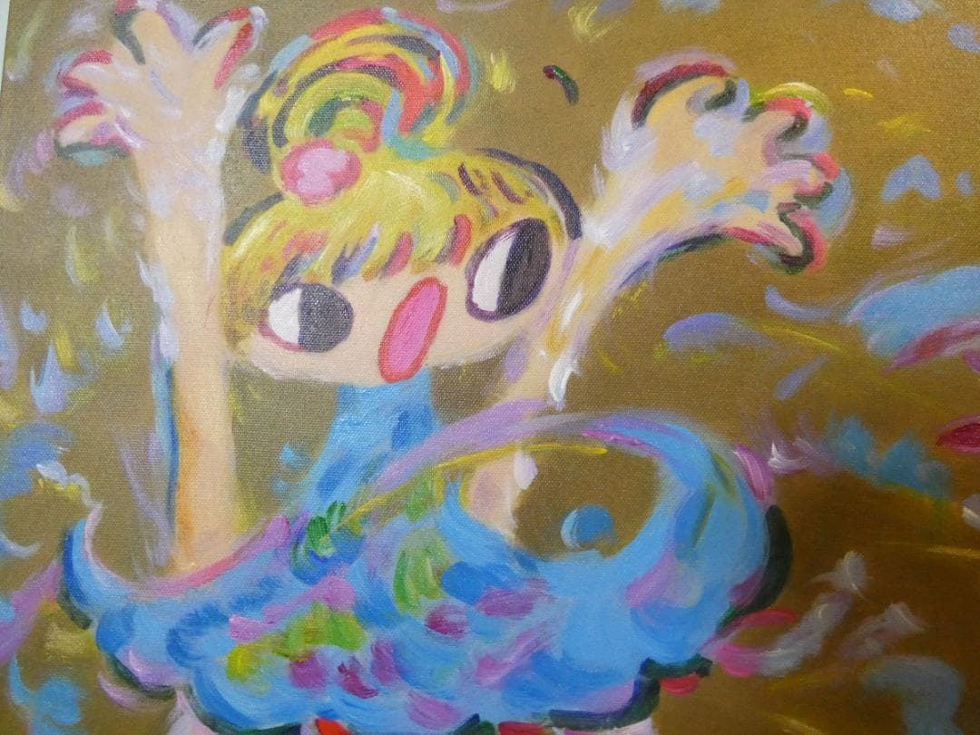 【限定値下げ】人物画　油絵　ロッカクアヤコ　F6号　女の子　額付き　手描き肉筆