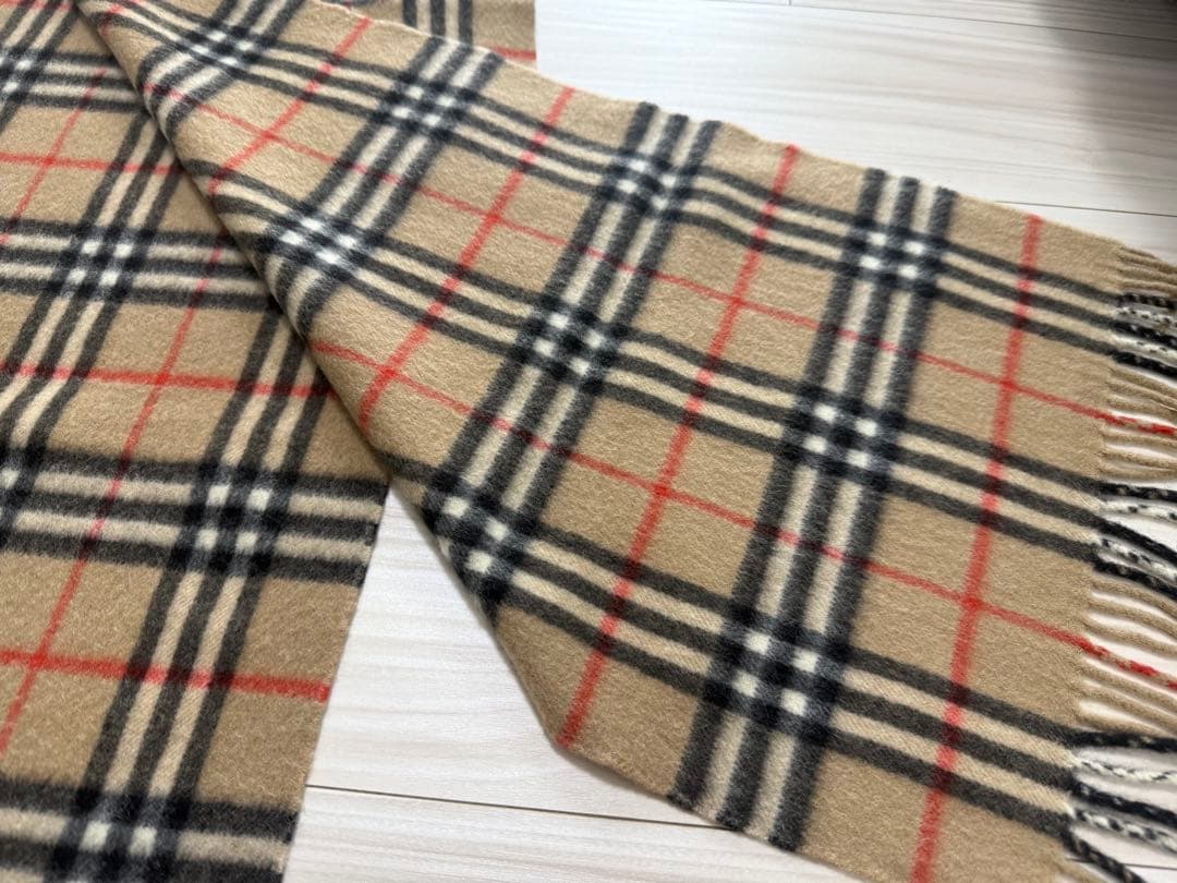 バーバリー カシミヤ チェックマフラー ベージュ