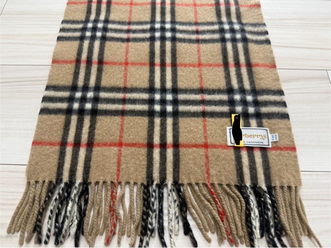 バーバリー カシミヤ チェックマフラー ベージュ