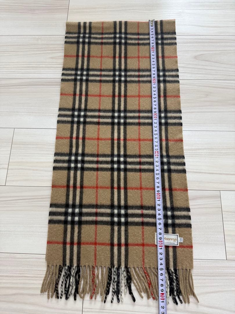 バーバリー カシミヤ チェックマフラー ベージュ