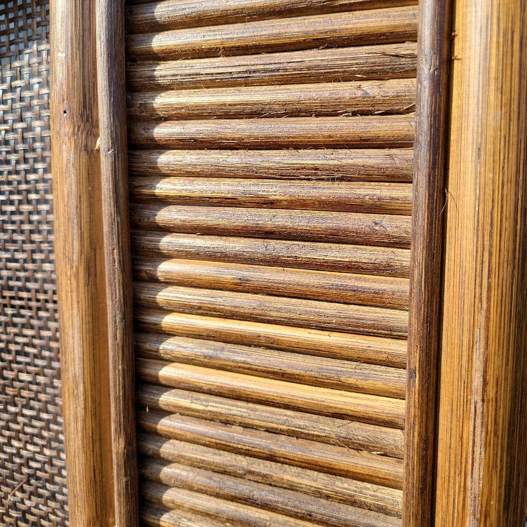 衝立 3連 ラタン パーテーション 籐家具 超美品 間仕切り アジアン レトロ