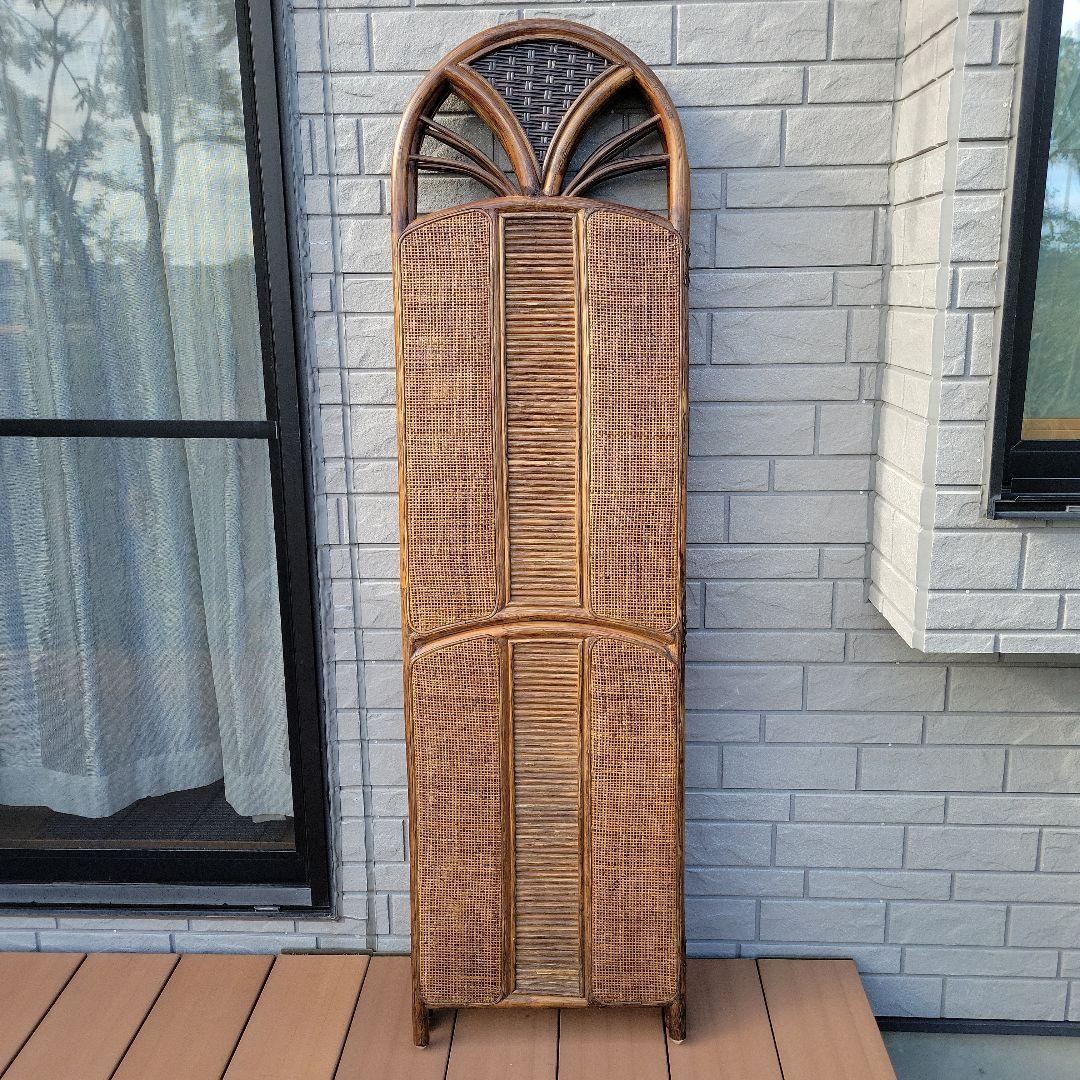 衝立 3連 ラタン パーテーション 籐家具 超美品 間仕切り アジアン レトロ