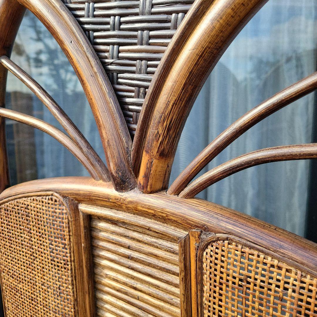 衝立 3連 ラタン パーテーション 籐家具 超美品 間仕切り アジアン レトロ