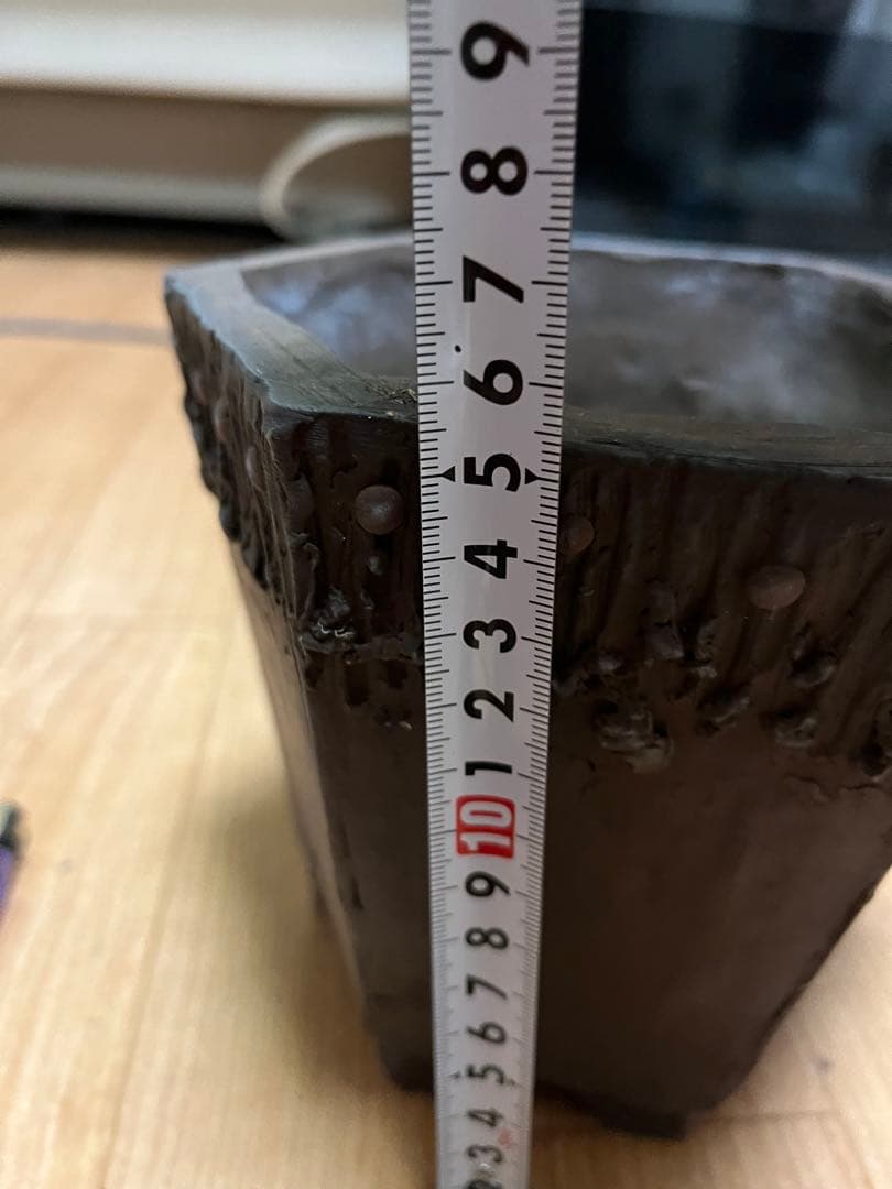 盆栽鉢　泥鉢　ヴィンテージ1点物　六角鉢　土目しっとり手触り抜群　重量有　骨董鉢