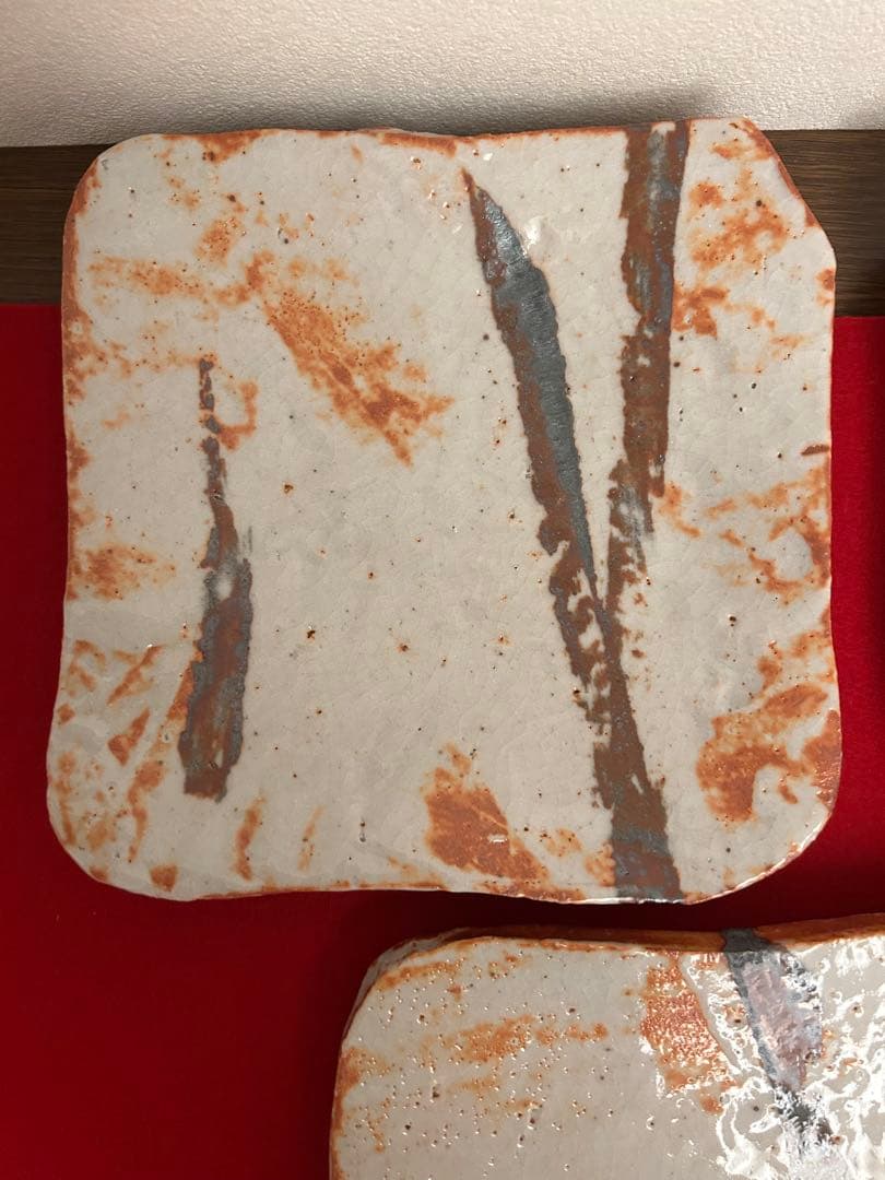 久保忠広作　紅志野皿五客