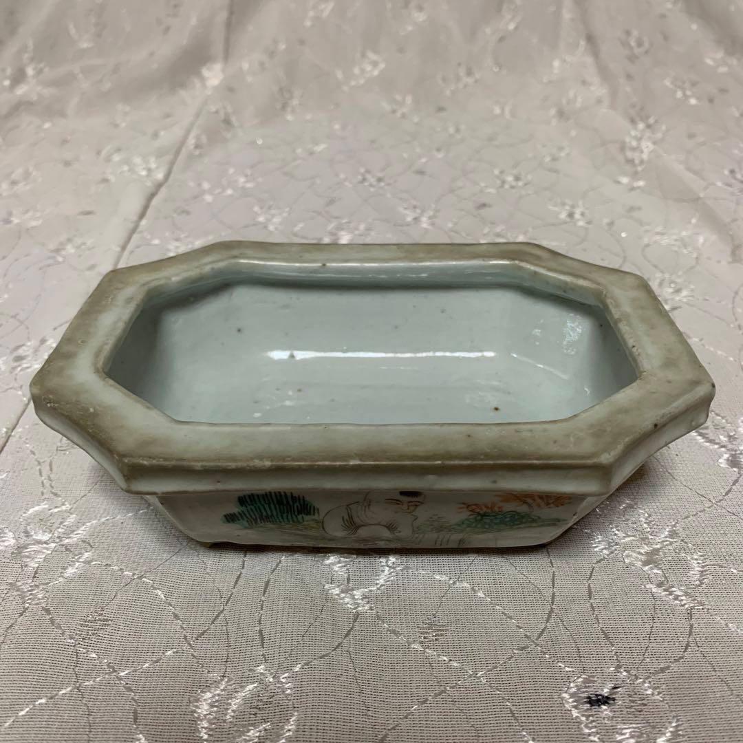 中国鉢　長方　絵鉢　盆栽鉢