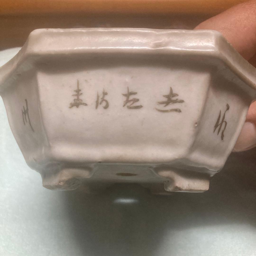 中国鉢　長方　絵鉢　盆栽鉢