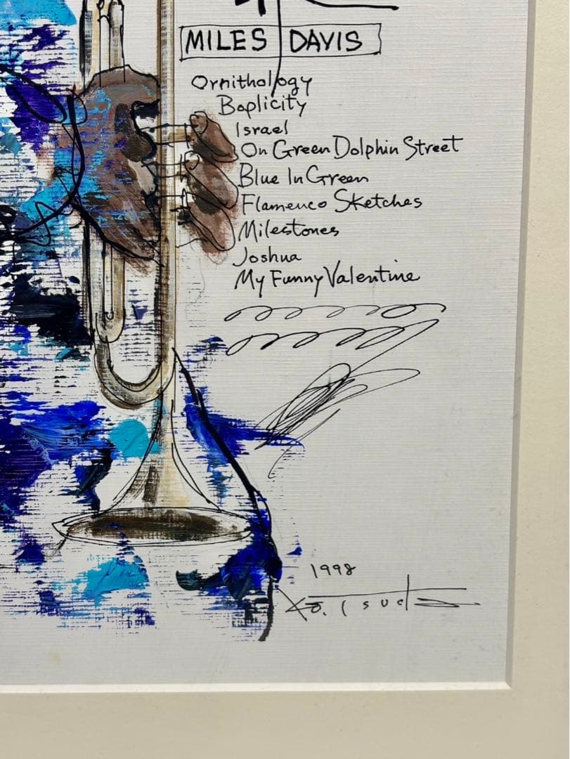 #津田耕「Jazzライフ」マイルス・デイヴィス　額装アクリル画
