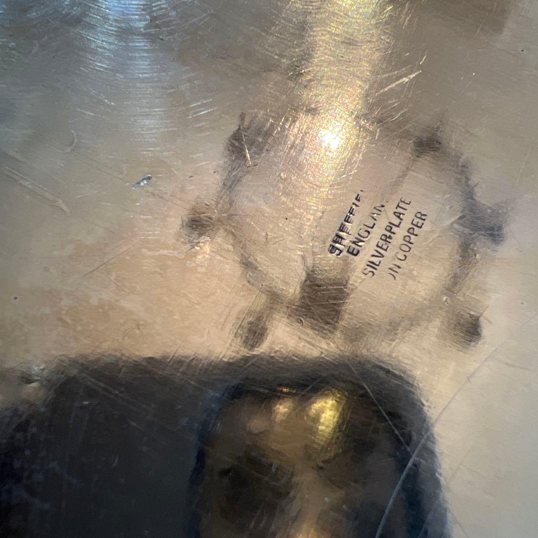 英国アンティーク 彫刻模様 オーバルトレイ