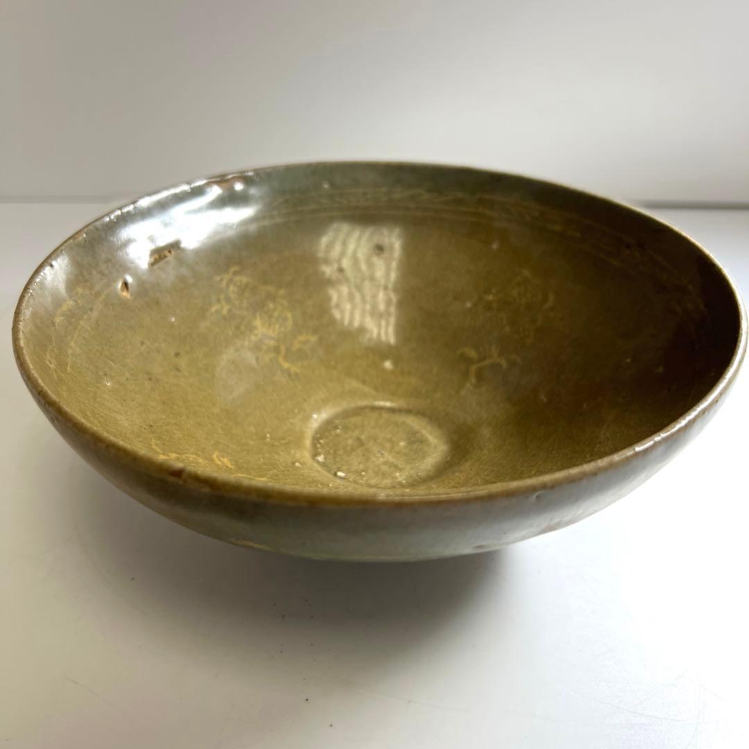 16世紀　高麗青磁白泥象嵌鉢　口径19㎝　東Y7-1003☆2Fトヒサ