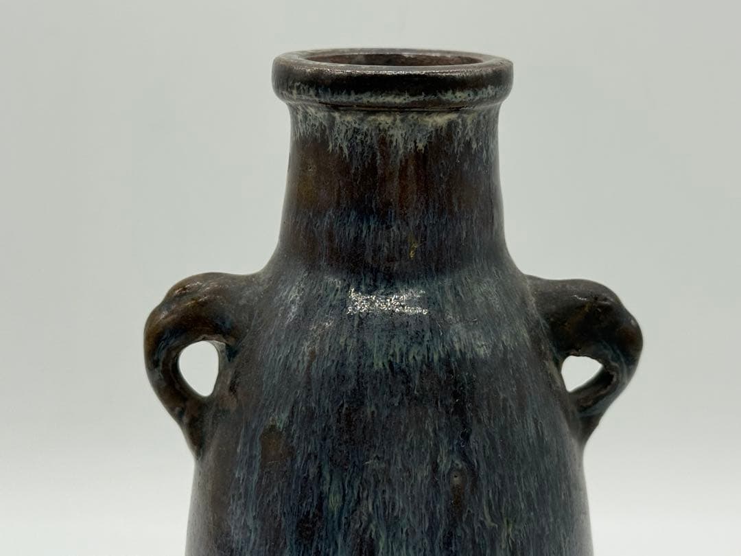 中国　鈞釉象耳瓶　花入　送料込み251130