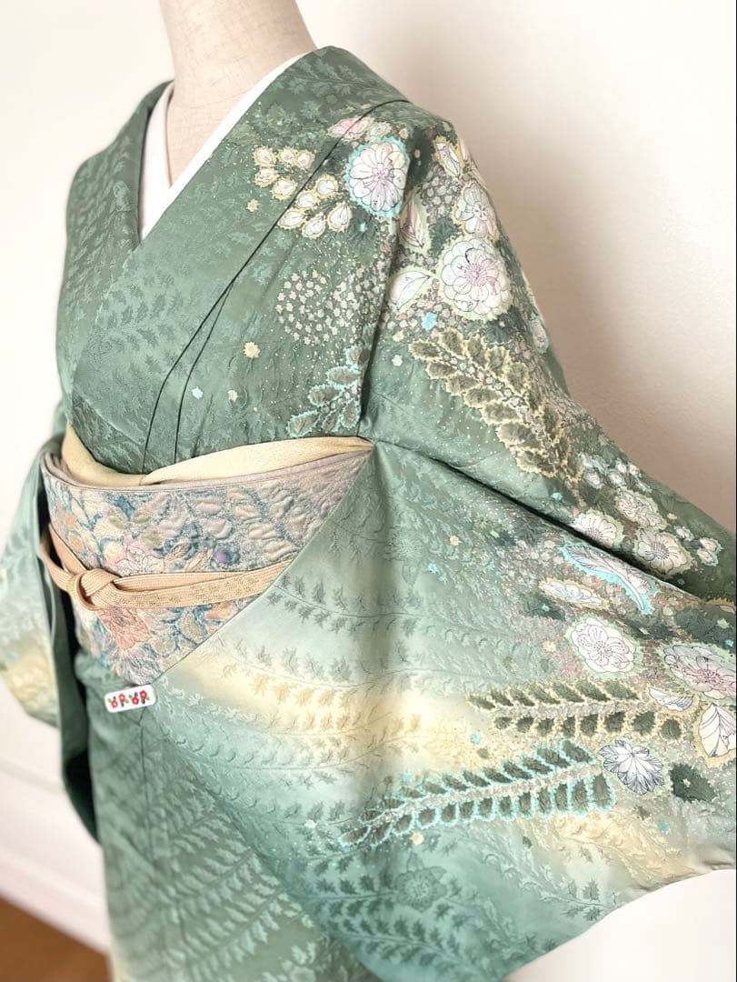 デイブ様リクエスト辻が花付下げ訪問着 正絹着物トールサイズ裄丈67帯セット