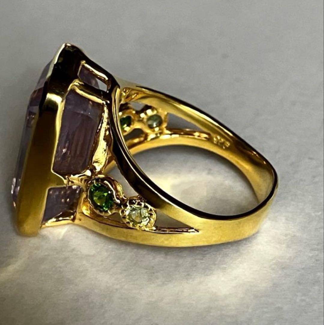 【超希少】26ct ラベンダークオーツリング指輪シルバーK18金ゴールド匿名配送