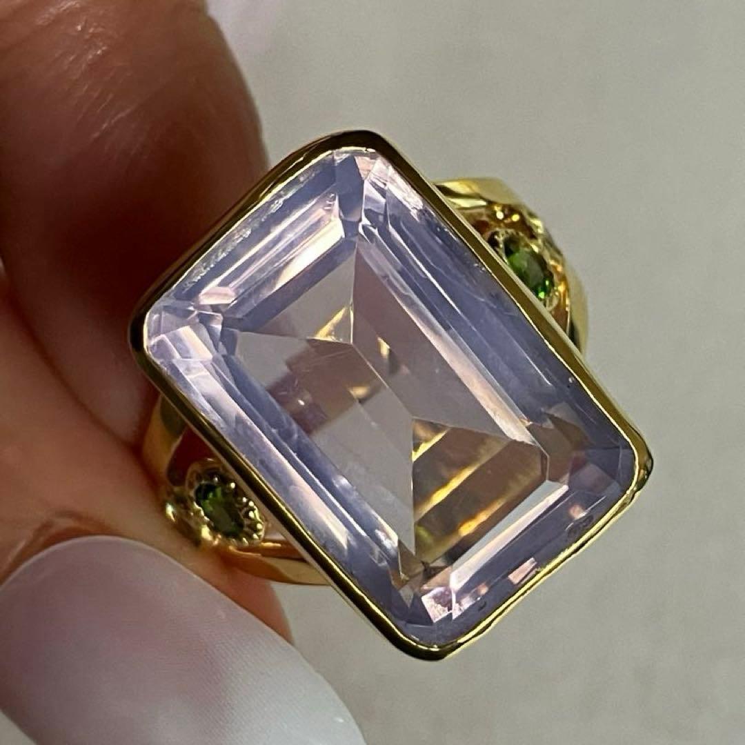 【超希少】26ct ラベンダークオーツリング指輪シルバーK18金ゴールド匿名配送