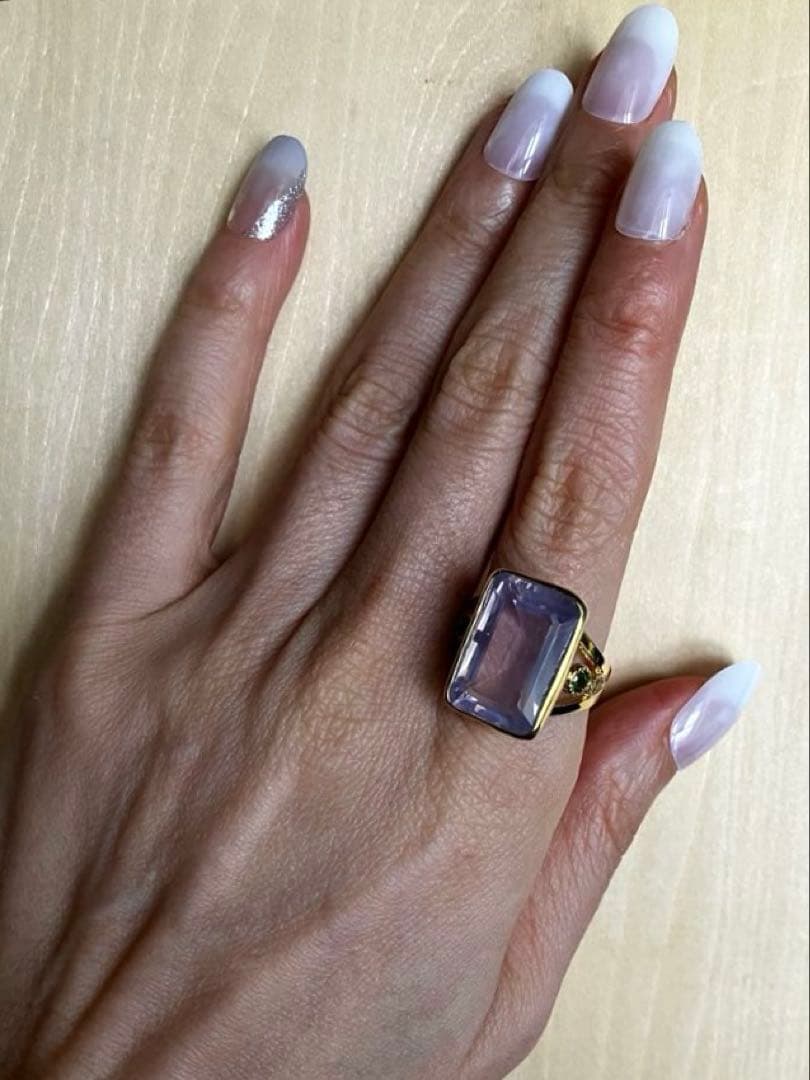 【超希少】26ct ラベンダークオーツリング指輪シルバーK18金ゴールド匿名配送