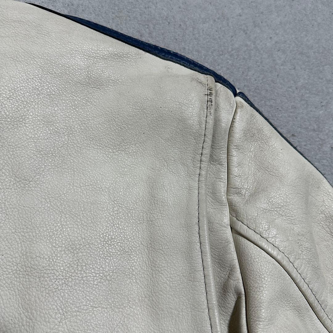 メンズL✨　クラシックレーサー　Schott　シングルライダース　牛革　ホワイト