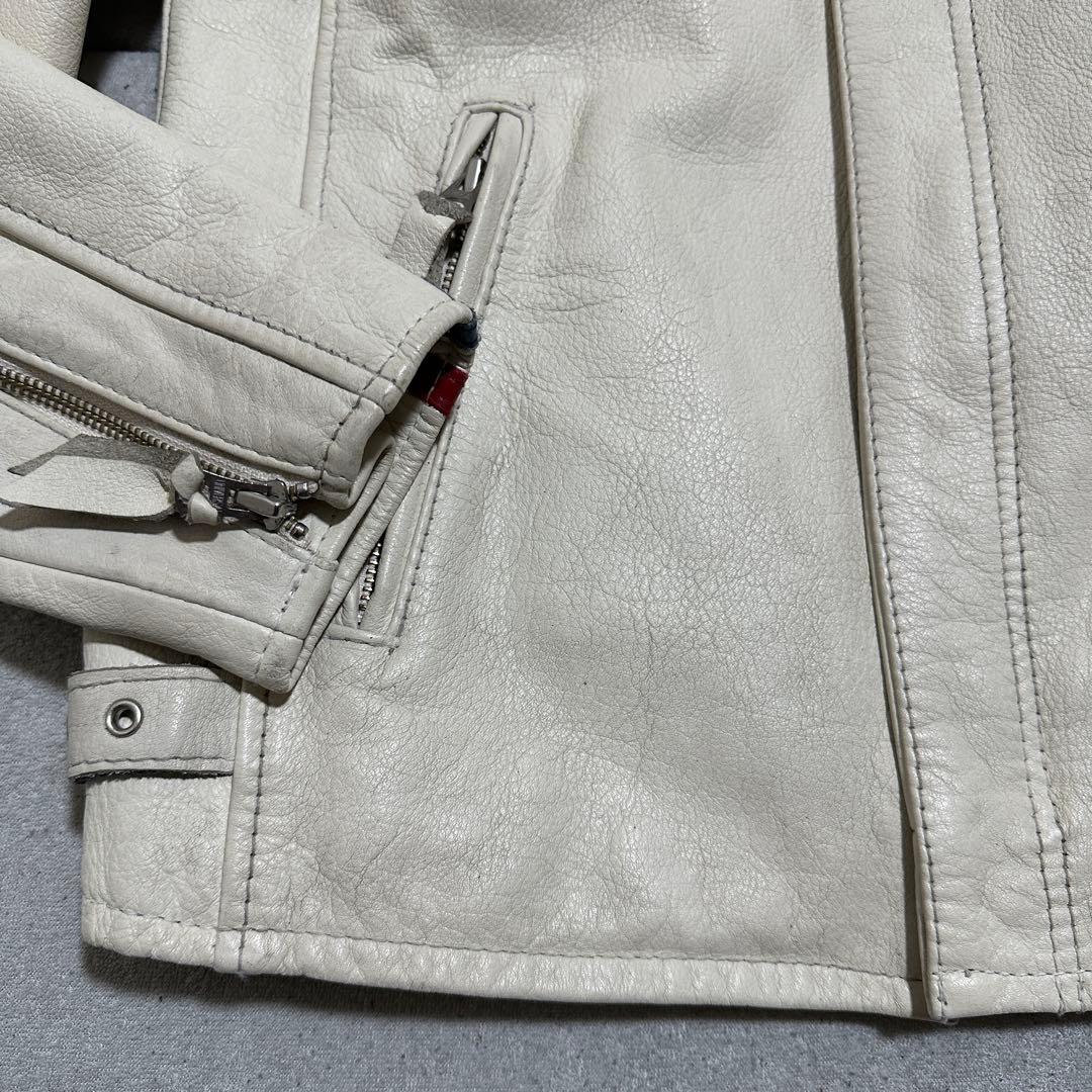 メンズL✨　クラシックレーサー　Schott　シングルライダース　牛革　ホワイト