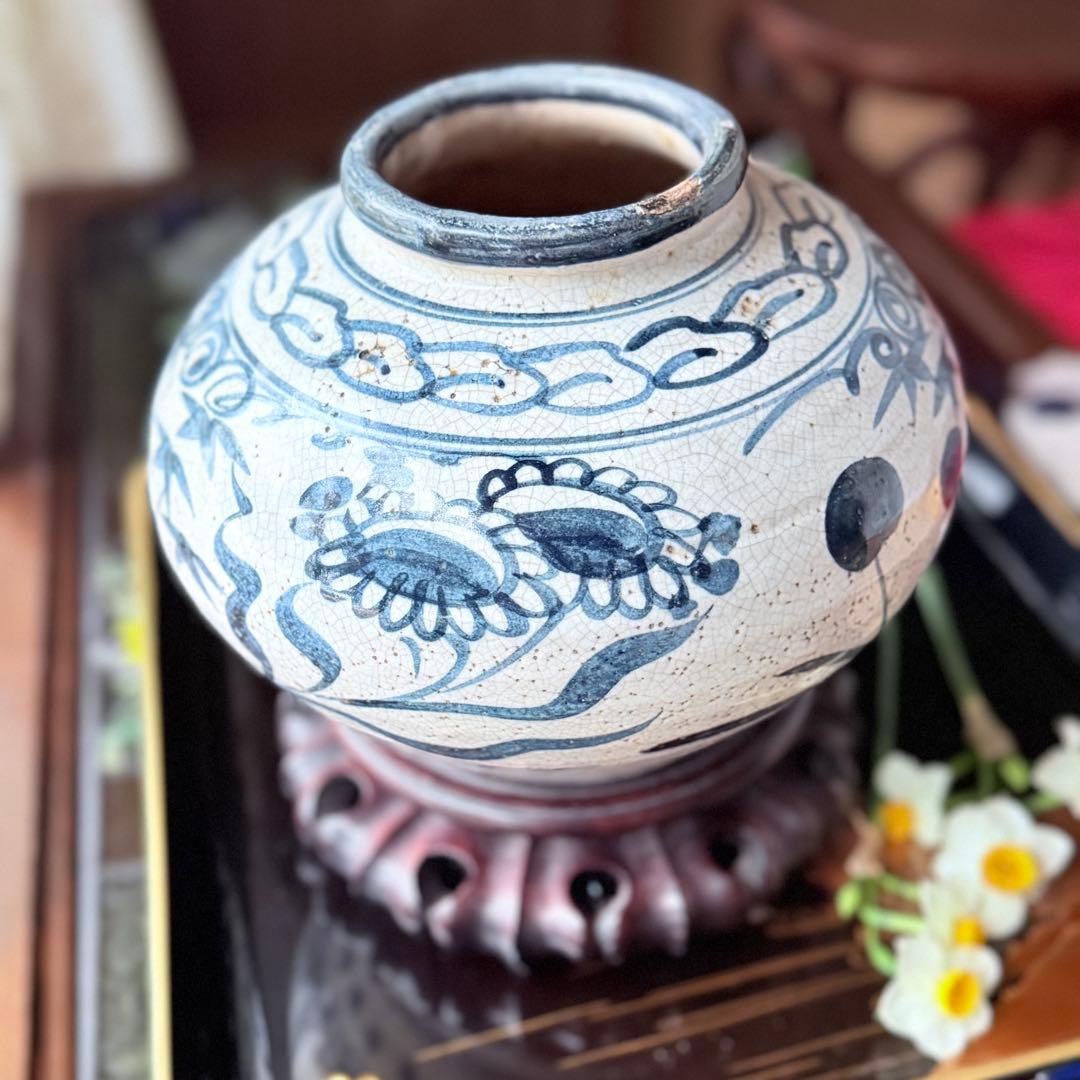 2332様感謝‼️新春の渾身リリース‼️大陸の息吹‼️門外不出愛蔵品李朝　染付壺1客