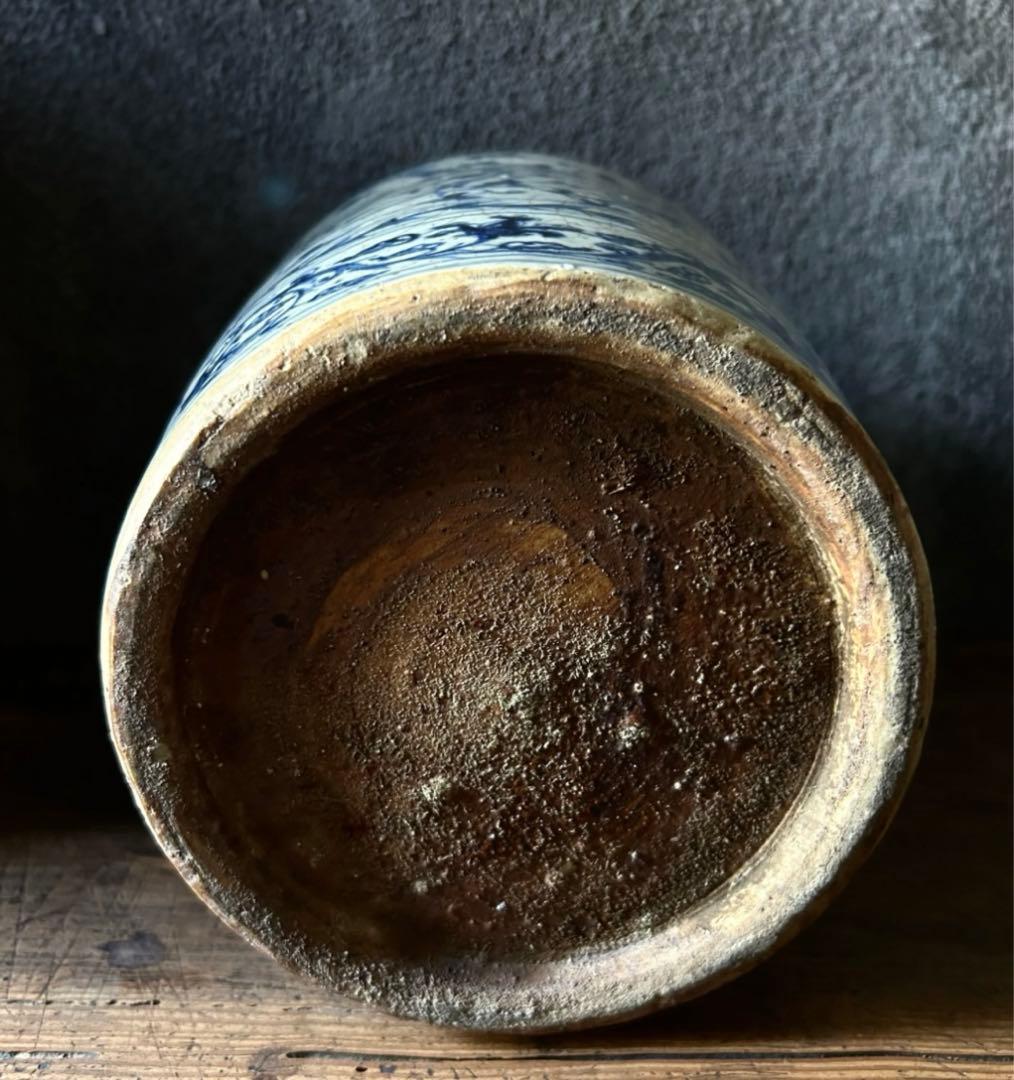 青絵　壺　花瓶　(古伊万里　李朝染付　デルフト中国好きな方)