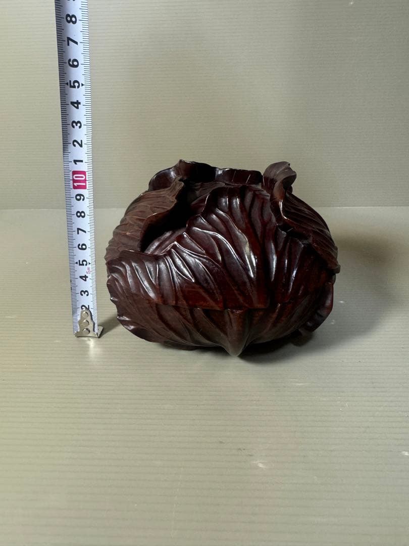 2466 香合　茶道具　古道具　骨董　　蓋物　一刀彫　美品