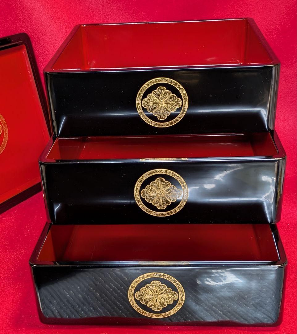 重箱/秋田県 伝統工芸品 川連漆器 三段重/天然木 本漆塗 三段 重箱