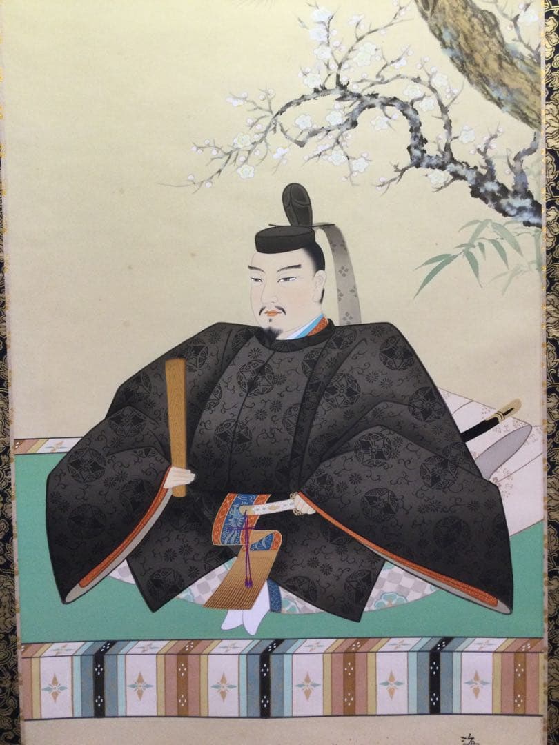 掛軸『藤原公御像』酒井田海月作 絹本肉筆 二重箱 J114